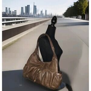 Wilsons Leather Pelle Studio Brown Leather Satchel Shoulder Handbag 15x10x5